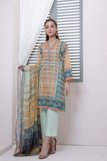 Bonanza Satrangi Orange Lawn Suit Ask223p29 Eid Pret 2022 Online Shopping